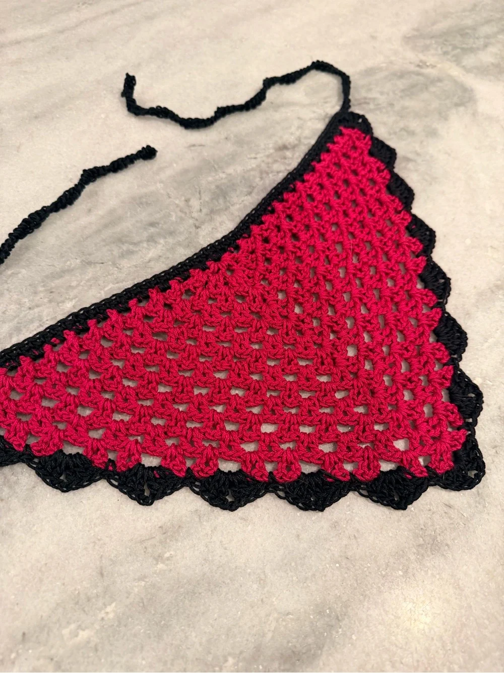 Handmade Crochet Bandana Head Scarf Cotton Boho Triangle Wrap Fest Cottagecore